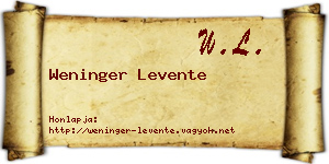 Weninger Levente névjegykártya